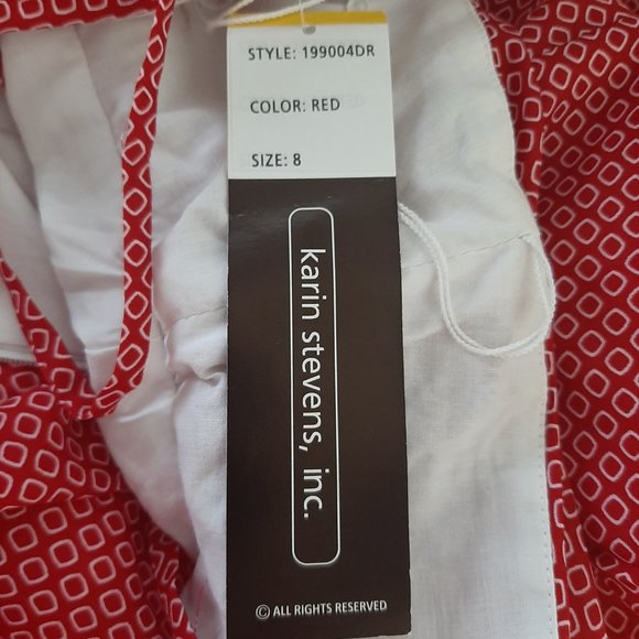 Karin Stevens Womens Bubble Dress Size 8 Red Geometric Print Sweetheart Neckline - Picture 10 of 10